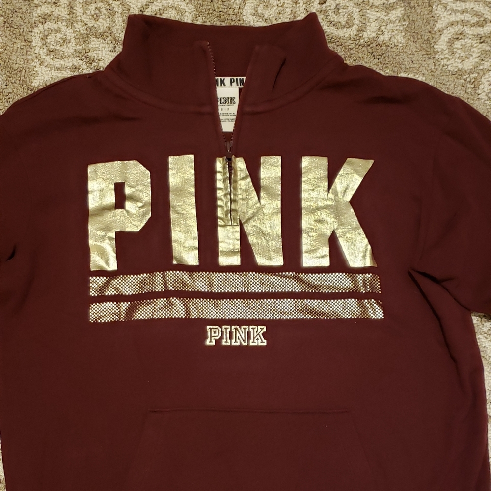 Vs pink 1/4 zip pullover